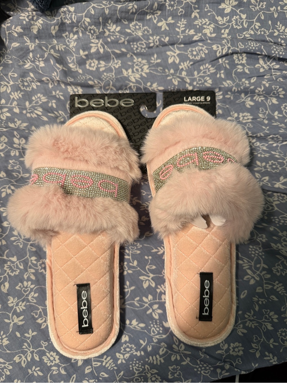 Bebe pink fur slippers